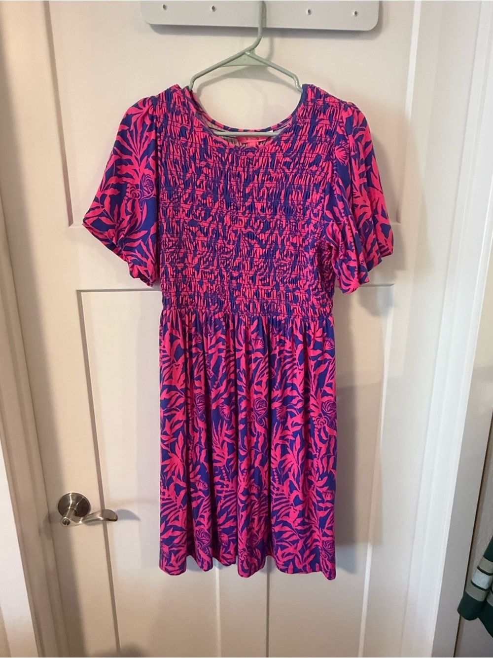 Lilly Pulitzer women's Pink & Blue Floral Smocked Dress NWOT size M - Picture 1 of 3